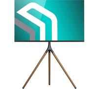 Trépied TV en Bois pour Ecran 32-65 Pouces, Support TV Pivotant jusqu'à 35 kg - Hauteur Réglable, VESA 400x400 TS1220-B Noir