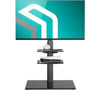 ONKRON Pied Support TV Universel pour 32" - 65" TV, Support TV sur Pied Pivotant Poids de 30 kg - Pied TV avec Etagere VESA 100x100 - VESA 600x400/Pied pour Television Hauteur Réglable TS5550-B Noir