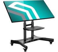 Pied TV Universel Roulettes 50-83 Pouces, Support TV Mobile jusqu'à 70 kg, Hauteur Réglable, Inclinable 90°, VESA 800x500 TS1380-B Noir
