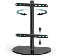 ONKRON Pied TV Universel Verre Trempé pour 32-65 Pouces, Poids de 35 kg, Meuble TV avec Support Pied TV Pivotant, Hauteur Réglable, VESA 100x100-400x400, Support TV sur Pied Noir PT2-B