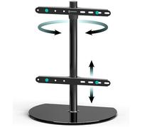 Onkron Pied TV pivotant PT2-B – 32–65 pouces, jusqu'à 35 kg, VESA 100x100–400x400, verre trempé Noir