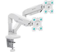ONKRON Support Ecran PC 2 Ecran 13-32 Pouces Jusqu’à 8 kg Chacun, Bras Ecran PC Double Ressort à Gaz, Bras Articulé Écran VESA 75x75-100x100, Support de Bureau pour 2 Écrans Blanc G160-W