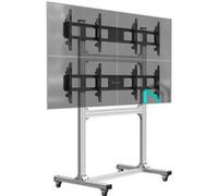 ONKRON Support Mobile en Aluminium pour Mur Vidéo, 4 Écrans de 43-55 Pouces (50 kg chacun), avec Roulettes, FSPRO2L-22 Argenté Argenté G