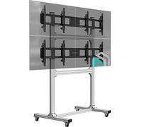 ONKRON Support Mobile en Aluminium pour Mur Video, Mur d Image 4 Écrans de 43-55 Pouces et 50 kg Chacun - Support TV roulettes/Mur d Écran LED Accessoires pour TV et Vidéo FSPRO2L-22 Argenté