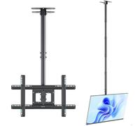 ONKRON Support Plafond TV 32""-80"", Bras TV Long jusqu'à 68,2 kg, VESA 100x100-600x400, Pivotant et Inclinable N2L-B Noir