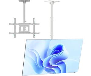 ONKRON Support TV Plafond pour 32-80 Pouces, Bras Television Plafond & Mur Poids de 68.2 kg, Support Mural TV Plafond VESA 100x100-600x400, Bras Articulé TV Plafond Telescopique Blanc N1L-W