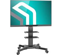 ONKRON Support TV roulettes 32-60 Pouces TV, Meuble TV sur roulettes d'Aluminium Poids de 30,5 kg - Ecran sur Pied Mobile VESA 100x100 - VESA 600x400/Pied TV Roulette Hauteur Réglable TS2551-B Noir