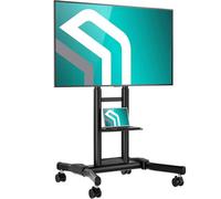 ONKRON Support TV roulettes 43-75 Pouces, 65 kg, Max VESA 600x400, TS1551-B | Support TV mobile, tablette AV de 5 kg, support multiprise, roues verrouillables, pour réunions et visioconférences, noir