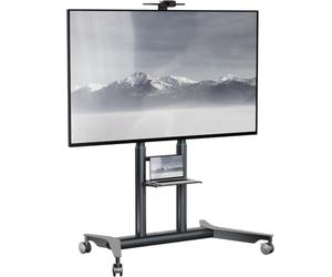 ONKRON Support TV roulettes 55-90 Pouces, 75 kg, Max VESA 800x600, TS1871-G | Support TV mobile, tablette AV de 10 kg, hauteur réglable, gestion des câbles, réunions, formations et événements, graphite