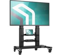 ONKRON Support TV roulettes avec Étagère pour 40-80 Pouces, Chariot Tele Mobile d'Aliminium Charge Max 65,5 kg, Support TV sur Pied avec roulettes Max VESA 700x400, Pied Télé Roulant Noir TS2771-B