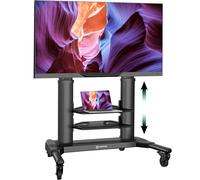 ONKRON Support TV roulettes pour 40-80 Pouces TV, Pied TV Roulette d'Aluminium Poids de 55,5 kg - Support TV sur Pied avec roulettes VESA 200x200-700x400/Meuble TV Roulette Etagere TS2771-B Noir