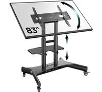ONKRON Support TV roulettes pour 50-83 Pouces Ecran & Panneau Interactif, Support TV sur Pied avec roulettes Poids de 70 kg, VESA 100x100-800x500, Chariot Tele Inclinable Noir TS1380-B