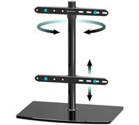 ONKRON Support TV sur Pied Verre Trempé pour 32-75 Pouces, Pied TV Pivotant Poids de 40 kg, Pied pour Television VESA 100x100 - VESA 400x400, Support Télé Hauteur Réglable Noir PT3-B