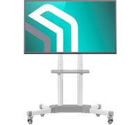 ONKRON Support TV sur roulettes 32-65 pouces, Meuble TV Mobile jusqu'à 50 kg, VESA 100x100-600x400, Hauteur réglable TS1351-W Blanc