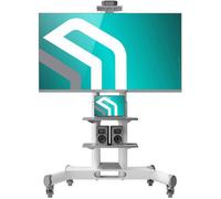 ONKRON Support TV sur roulettes 40""-70"", 60,5 kg, VESA 100x100-600x400, Hauteur réglable, Pied TV Mobile, 2 étagères TS1552-W Blanc