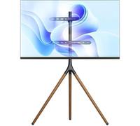 ONKRON Trépied TV Bois 32""-65"", Poids jusqu’à 35 kg, VESA 100x100-400x400, Hauteur Réglable, Support TV Pivotant 180° TS1220-B Noir