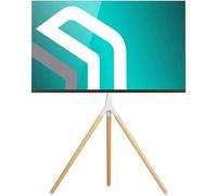 ONKRON Trepied TV Bois Intérieur pour 32"-65", Support TV sur Pied Poids de 35 kg, Trepied Television Hauteur Réglable VESA 100x100-400x400, Support Télé Pivotant, Chevalet Tele Blanc TS1220-W