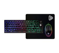 Pack Gaming PG-7 clavier compact Azerty TKL Noir + souris optique + tapis de souris