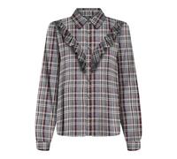 Onlevia Check L/S Frill T-Shirt WVN, Gris, M