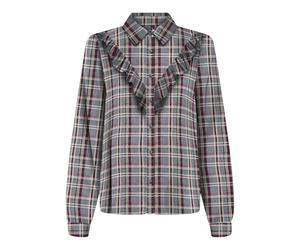 Onlevia Check L/S Frill T-Shirt WVN, Gris, M