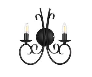 ONLI 4885/AP2N Applique Pompei 2 lumières, noir, noir