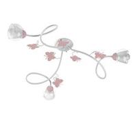 ONLI - Plafonnier 3 bras en métal blanc et papillons roses