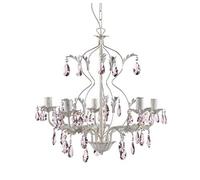 onli 4935/5R Lustre classique spennellato or avec gouttes en cristal rose, Ivoire