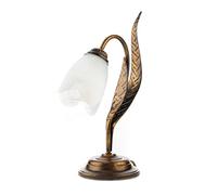 ONLI - Lampe à chevet en métal marron avec nuances dorées et verre blanc satiné effet alabâtre