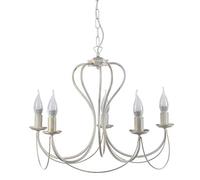 ONLI - lustre 5 bras en métal ivoire avec nuances dorées
