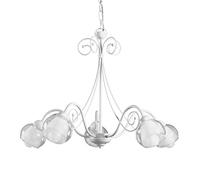 ONLI Lustre 5 lumières en métal blanc brillant avec abat-jour