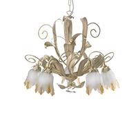 onli Lustre en métal Ivoire spennellato or avec verre blanc à fleur