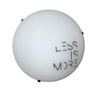 ONLI - Plafonnier rond 25cm en verre satiné blanc avec inscription décorative