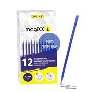 ONLINE 12x recharge pour stylo gel effaçable, compatible avec Legami, couleur bleu, pointe moyenne 0,7 mm, encre gel thermosensible, rechargeable