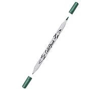 Online 19086/6 Calli.Brush, Stylo double pointe avec pointe de calligraphie et pointe de pinceau Vert métallisé