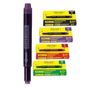 Online 20x cartouches d'encre combi Noir / Lilas / Rouge / Vert, 4x 5 cartouches universelles, celle qui est toujours compatible, encre pour stylo plume/roller, école, bureau, recharge stylo plume