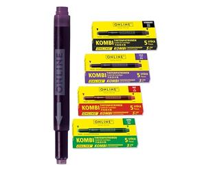 Online 20x Cartouches d'encre Combi Noir/Lilas/Rouge/Vert, 4X 5 Cartouches universelles, Celle Qui est Toujours Compatible, Encre pour Stylo Plume/Roller, école, Bureau, Recharge Stylo Plume