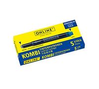 ONLINE 5x Recharges d'encre pour stylos-plumes I compatible avec LAMY, Pelikan etc I encre bleu royal I cartouches d'encre universelles pour stylo à plume et roller à cartouches, non effaçable