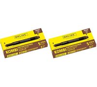 ONLINE 5x Recharges d'encre pour stylos-plumes I compatible avec LAMY, Pelikan etc I encre marron I cartouches d'encre universelles pour stylo à plume et roller à cartouches, non effaçable (Lot de 2)