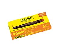Cartouches d'encre - Orange - Encre non effaçable - Pour stylo plume et roller - 5 grandes cartouches