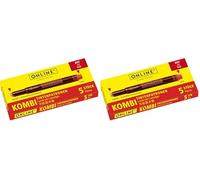 ONLINE 5x Recharges d'encre pour stylos-plumes I compatible avec LAMY, Pelikan etc I encre rouge I cartouches d'encre universelles pour stylo à plume et roller à cartouches, non effaçable (Lot de 2)