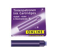 ONLINE 6x Recharges d'encre pour stylos-plumes I compatible avec Pelikan, Stabilo, Schneider etc I encre mauve I cartouches d'encre universelles pour stylos-plumes