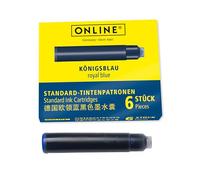 ONLINE 6x Recharges d'encre pour stylos-plumes I compatible avec Pelikan, Stabilo, Schneider etc I encre bleu roi I cartouches d'encre universelles pour stylos-plumes I effaçables et lavables