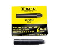 ONLINE 6x Recharges d'encre pour stylos-plumes I compatible avec Pelikan, Stabilo, Schneider etc I encre noir I cartouches d'encre universelles pour stylos-plumes