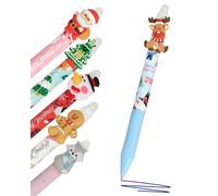 Online 6x stylo roller effaçable set noel XMAS, encre gel bleu magiXX Fun, ergonomique avec partie soft grip, rechargeable, ideal pour enfants et pour l'école, pointe moyenne