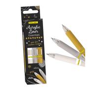 Online Acrylic Liner Essentials Lot de 3 | Marqueur acrylique à base d'eau - Séchage rapide sur bois et plastique, verre, pierres, porcelaine, métal