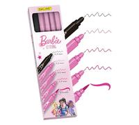 Online Barbie Kit de lettrage à la main | 4 stylos roses et 1 noir avec stylo pinceau et pointes de calligraphie | Idéal pour l'école, les filles créatives, l'écriture à la main, le bullet journal, le