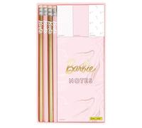 ONLINE Barbie Set d'écriture avec crayons I Barbie Stylos imprimés I Joli design Barbie avec stylos, bloc-notes et notes adhésives I Avec motif Barbie Paillettes pour enfants Idéal comme cadeau