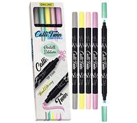 Online Calli.Twin Pastel, Lot de 5 marqueurs double ligne, marqueurs à double pointe, kit de calligraphie, pointe de calligraphie et pointe fendue pour Bullet Journal, aquarelle