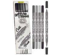 Online Calligraphy Brush Pens Grey I Dual Tip with Calligraphy Nib and Brush, Se