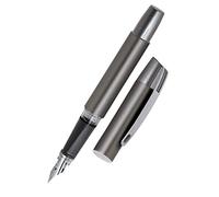 Online Campus Gun - Stylo plume d'encre pour droitier - Gris - Poignée ergonomique - Plume iridium moyenne - Cartouches d'encre standard - Avec cartouche combinée bleue